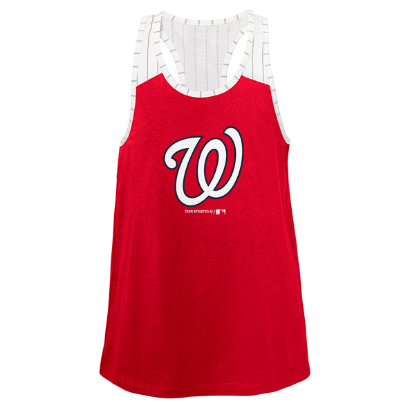 Outerstuff MLB Youth Girls Washington Nationals Pinstripe Team Color Tank Top