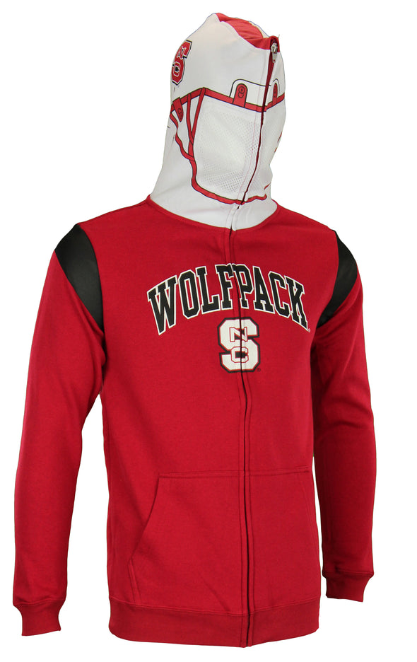 NCAA Youth North Carolina State Wolfpack Full Zip Helmet Masked Hoodie, Red