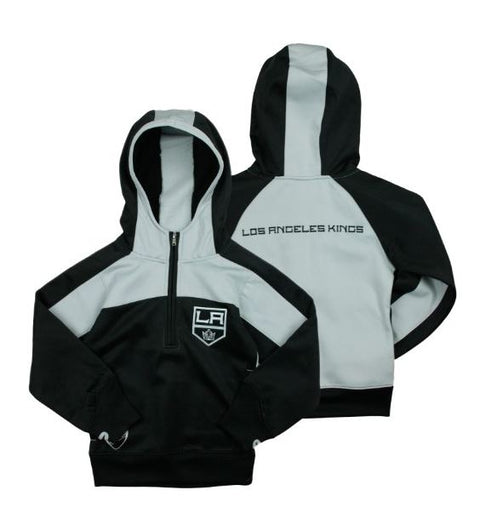 Reebok NHL Youth Girl's Los Angeles Kings 1/4 Zip Active Pullover Hoodie, Black
