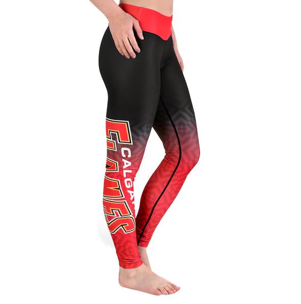 KLEW NHL Women's Calgary Flames Gradient Print Leggings