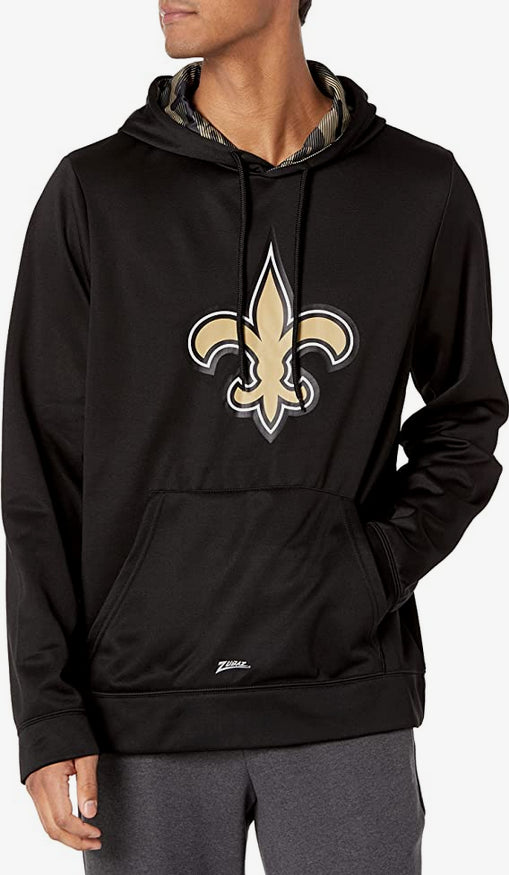 Zubaz New Orleans Saints NFL Men's Team Color Hoodie with Team Camo Liner