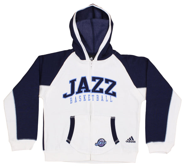 Adidas NBA Youth Girls Utah Jazz Full Zip Fleece Hoodie, Navy/White