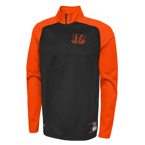 Outerstuff NFL Men's Cincinnati Bengals O-Line Performance 1/4 Zip Fleece Top