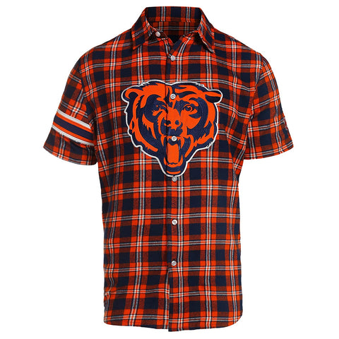 Forever Collectibles NFL Men's Chicago Bears Color Block Short Sleeve Flannel
