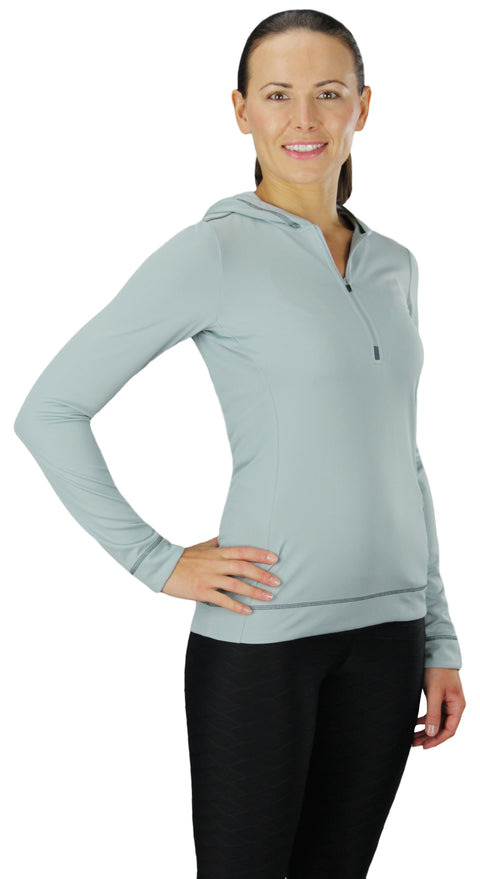 Alo Yoga Sport Women's Half Zip Long Sleeve Hoodie Sweatshirt - Lavender & Grey