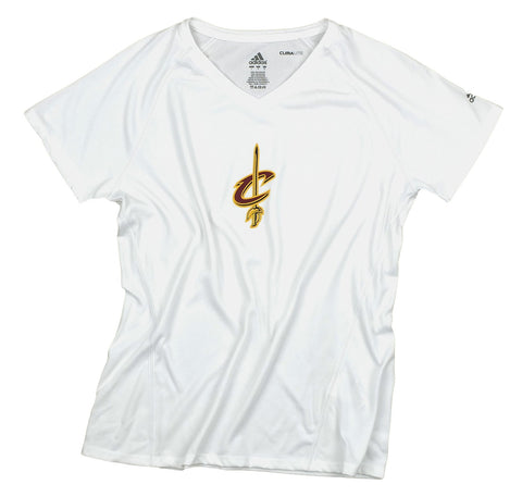 Adidas NBA Women's Cleveland Cavaliers Lightweight V-Neck Tee T-Shirt, White