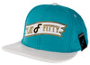 Flat Fitty Retro Flap Strap Back Cap Baseball Hat, Teal / White, OS
