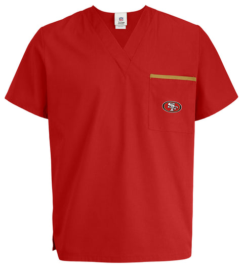 Fabrique Innovations NFL Unisex San Francisco 49ers Team Color Scrub Top