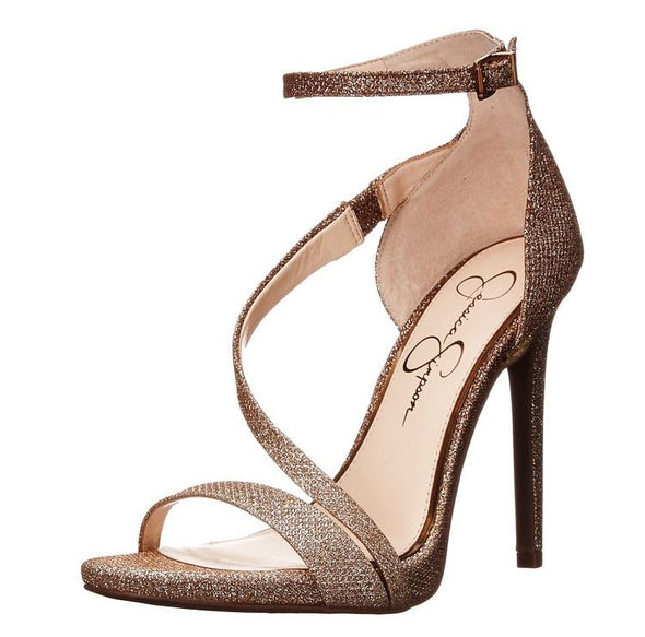 Women's Strappy Ankle High Heel Sandals Rose Gold Color