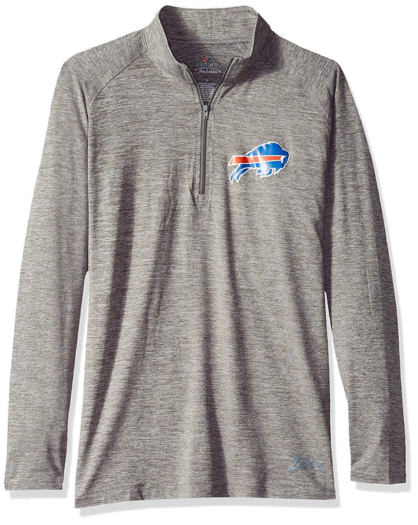 Zubaz NFL Football Women's Buffalo Bills Tonal Gray Quarter Zip Sweatshirt