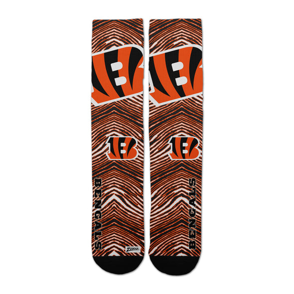 Zubaz By For Bare Feet NFL Adults Unisex Cincinnati Bengals Zubified Dress Socks, Large