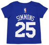 Adidas Philadelphia 76ers Ben Simmons #25 NBA Toddlers Game Time Tee, Blue