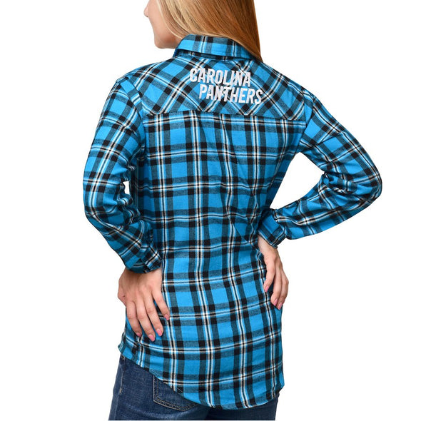 Forever Collectibles NFL Women's Carolina Panthers Check Flannel Shirt