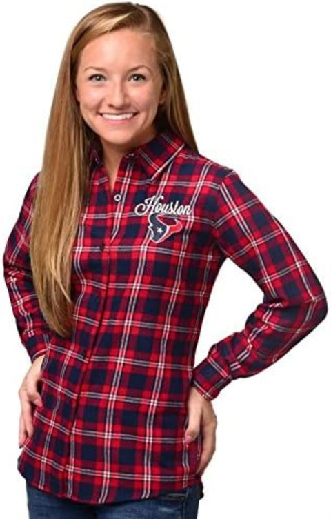 Forever Collectibles NFL Women's Houston Texans Check Flannel Shirt