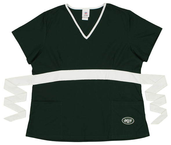 Fabrique Innovations NFL Women's New York Jets Team Color Wrap Scrub Top