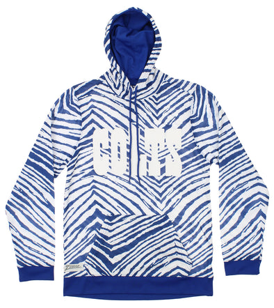 Zubaz NFL Football Men's Indianapolis Colts Zebra Print Touchdown Hoodie