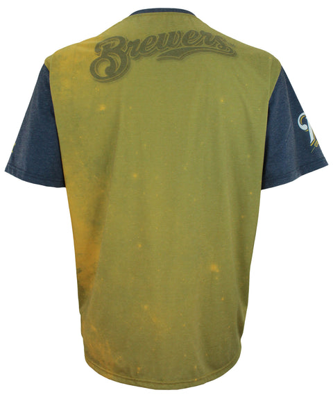 KLEW 2016 MLB Men's Milwaukee Brewers Cotton Poly Pocket Logo Tee T-shirt