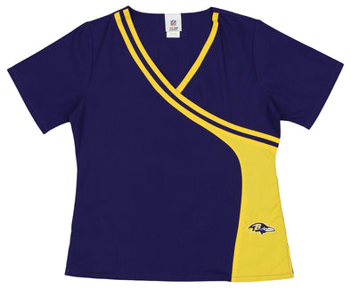 Fabrique Innovations NFL Women's Baltimore Ravens Wrap Scrub Top