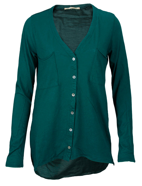 Big Star Women's Dark Green Long Sleeve Button Down Blouse