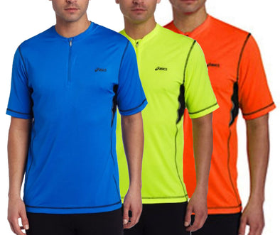 Asics Men's Tri 1/4 Zip Up Short Sleeve Athletic Shirt Top - Multiple Colors