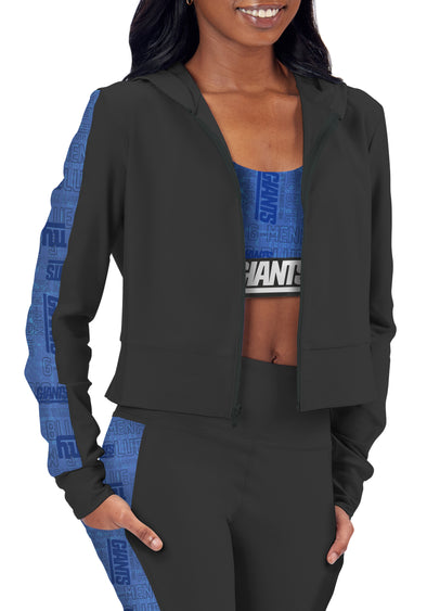Certo By Northwest Women's NFL New York Giants All Day Cropped Hoodie, Charcoal