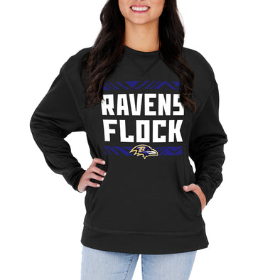 Zubaz NFL Women's Baltimore Ravens Team Color & Slogan Sweatshirt