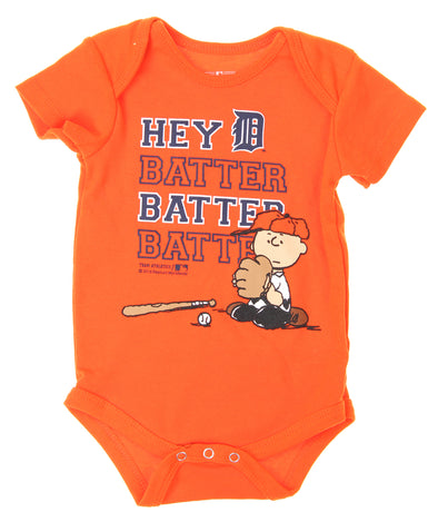 MLB Infants Detroit Tigers Peanuts Love Baseball Creeper, Orange