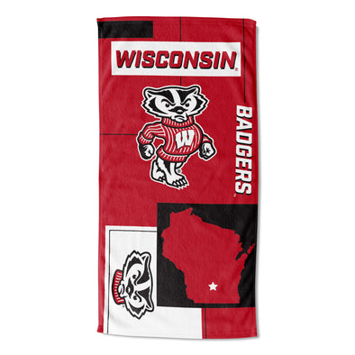 Northwest NCAA Wisconsin Badgers State Line Beach Towel