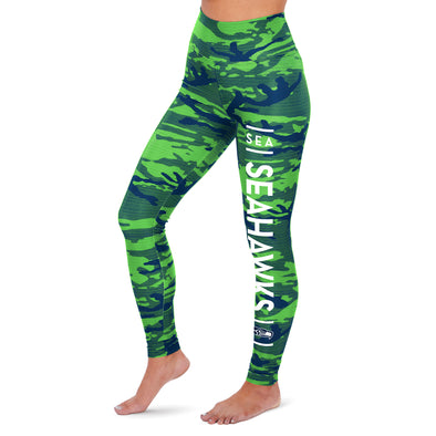 Zubaz NFL Women's Seattle Seahawks Marled Camo Lines Leggings