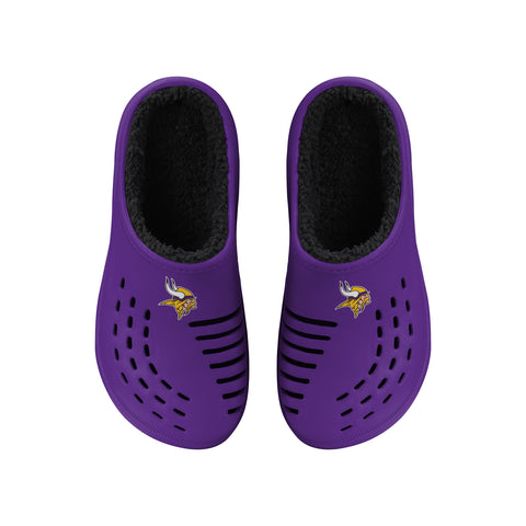 FOCO NFL Men's Minnesota Vikings Sherpa Lined Big Logo Clogs
