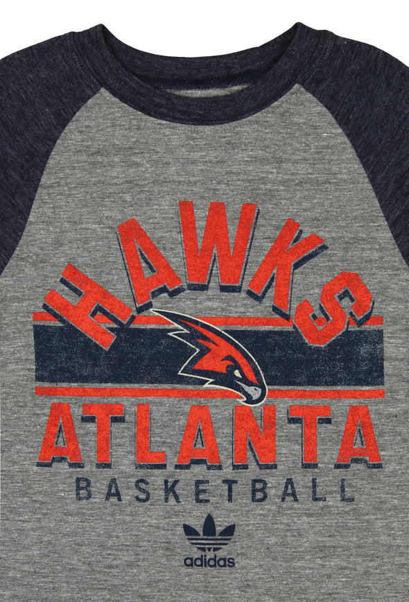 Adidas NBA Girls Youth (7-16) Atlanta Hawks Raglan Triblend 3/4 Sleeve T-Shirt