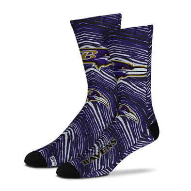 Zubaz By For Bare Feet NFL Adults Unisex Baltimore Ravens Zubified Dress Socks, Large