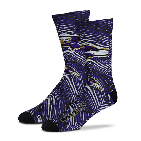 Zubaz By For Bare Feet NFL Adults Unisex Baltimore Ravens Zubified Dress Socks, Large