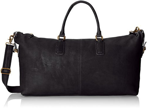 JD Fisk Men's Classic Leather Weekender Bag, Black, One Size [Apparel]