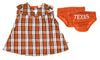 NCAA Infants Texas Longhorns Campus Plaid Dress Set, Burnt Orange
