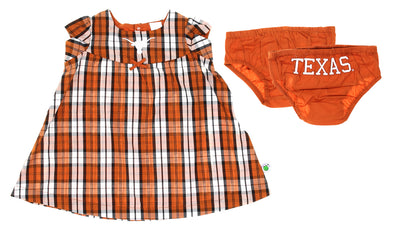NCAA Infants Texas Longhorns Campus Plaid Dress Set, Burnt Orange