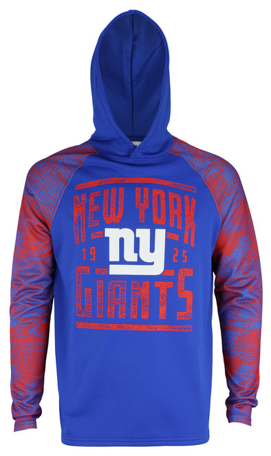 Zubaz NFL Men's New York Giants Light Weight Pullover Hoodie with Static Sleeves