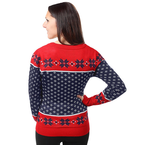 Forever Collectibles MLB Women's Boston Red Sox Big Logo V-Neck Sweater