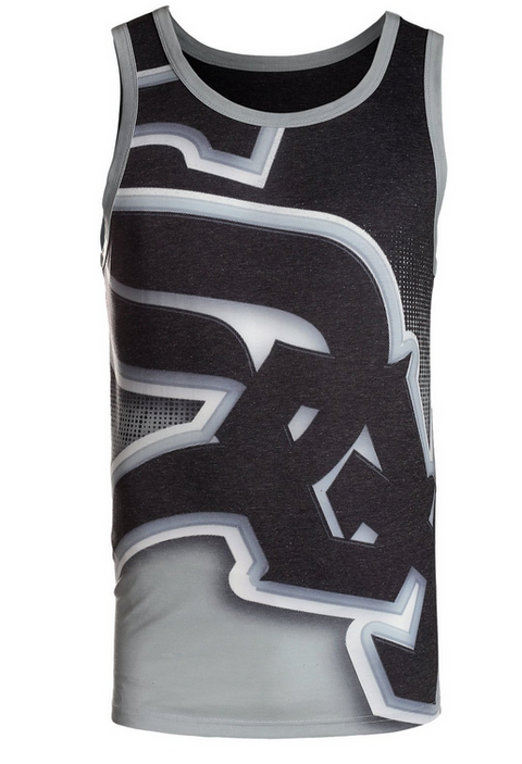 MLB Men's Chicago White Sox Big Logo Tank Top Shirt, Black/Gray