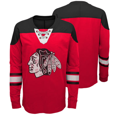 Outerstuff NHL Youth Boys Chicago Blackhawks Prerennial Long Sleeve Shirt, Red