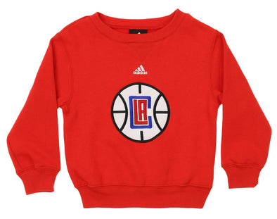Adidas NBA Kids Los Angeles Clippers Fleece Crewneck Pullover Sweater, Red