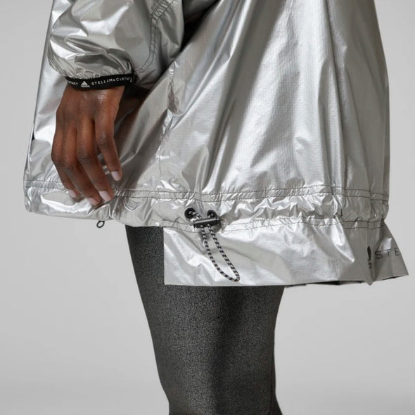 Adidas Women's Stella McCartney TruePace Metalic Running Jacket, Silver Metallic/Black