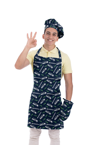 Northwest NFL Adult Unisex Seattle Seahawks Scatter Print 3 Piece Chef Set