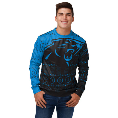 FOCO Men's NFL Carolina Panthers Ugly Printed Sweater