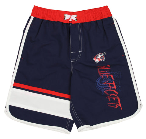 Outerstuff Columbus Blue Jackets NHL Boys Youth (8-20) Swim Shorts, Blue