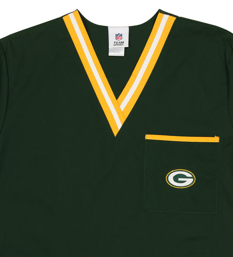 Fabrique Innovations NFL Unisex Green Bay Packers Logo Scrub Top