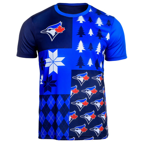 FOCO MLB Men's Toronto Blue Jays Busy Block Ugly Crew Neck Tee