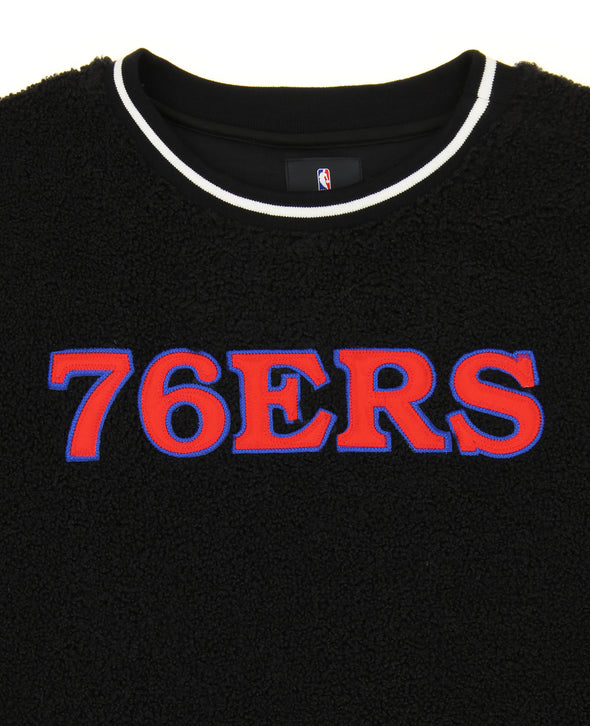 FISLL NBA Men's Philadelphia 76ers Moto Sherpa Crew Neck Sweatshirt