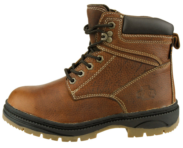 NCAA Men's Iowa State Cyclones Rounded Steel Toe Lace Up Leather Work Boots - Brown