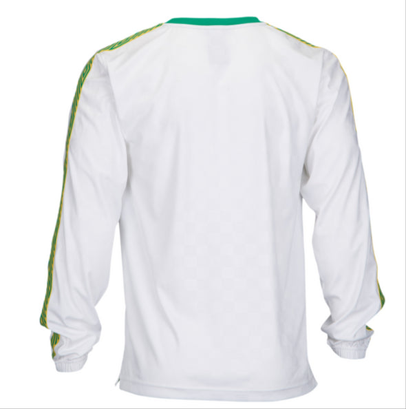 Umbro Men's Long Sleeve Logo Crew Neck Shirt, White/Jelly Bean